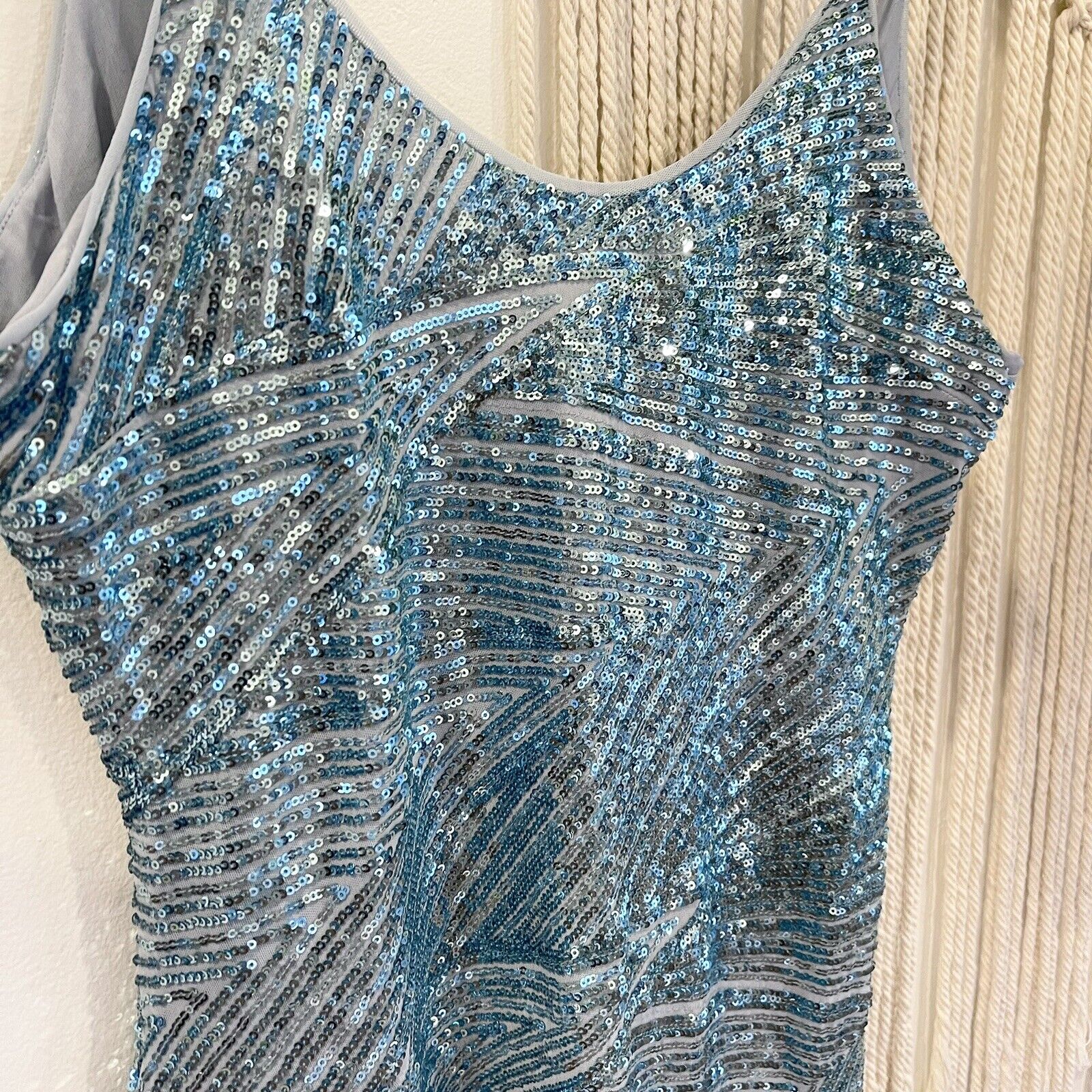 New Anthropologie / Let Me Be Mint Sequin Beaded Deco Shine Gown Dress - Medium