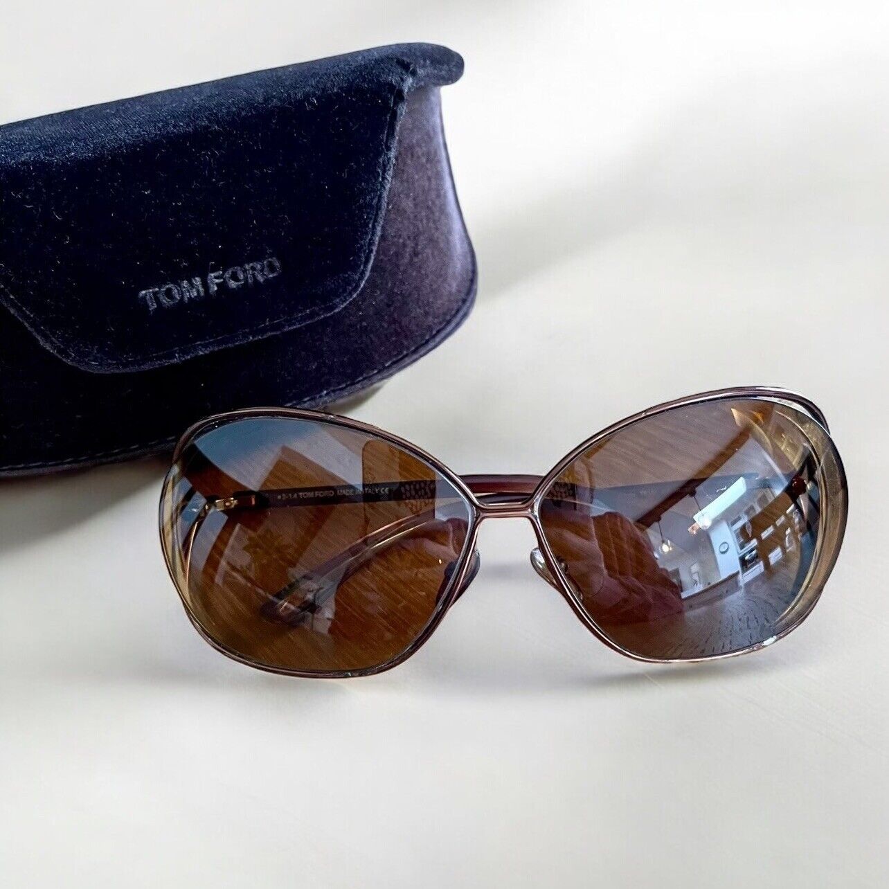 Tom Ford Vintage Carla TF 157 Brown Gradient Women's Oval Cutaway Sunglasses