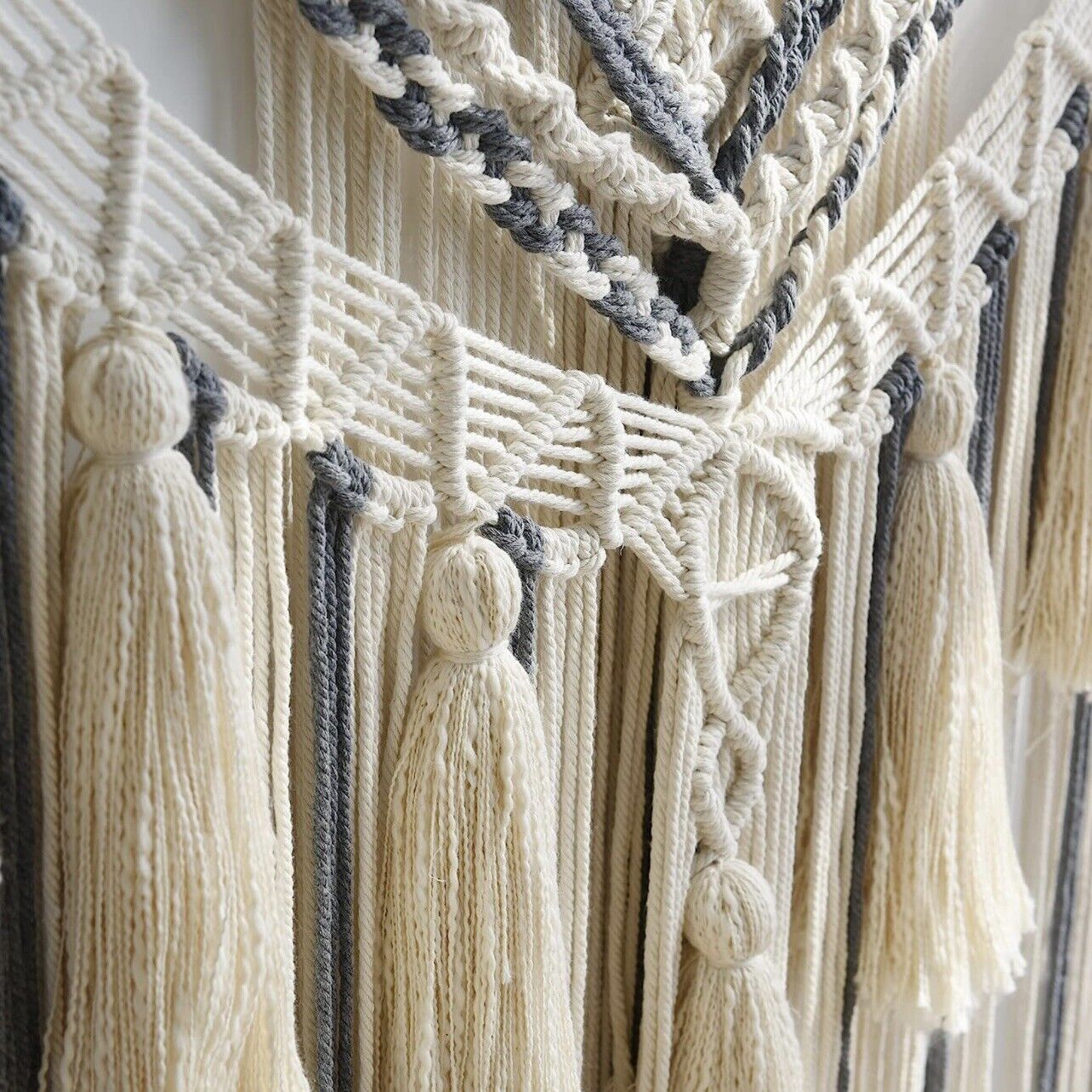 Anthropologie XL Boho Tapestry Macrame Woven Dyed Yarn Tassel Wall Hanging - 48"