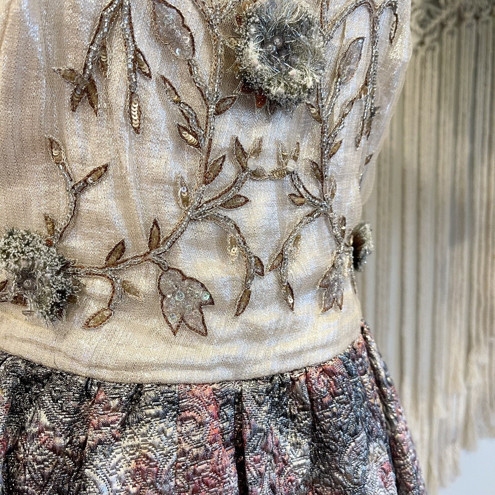 Marchesa Notte Luxury Metallic Floral Jacquard Bold Baroque Mini Dress Medium 8
