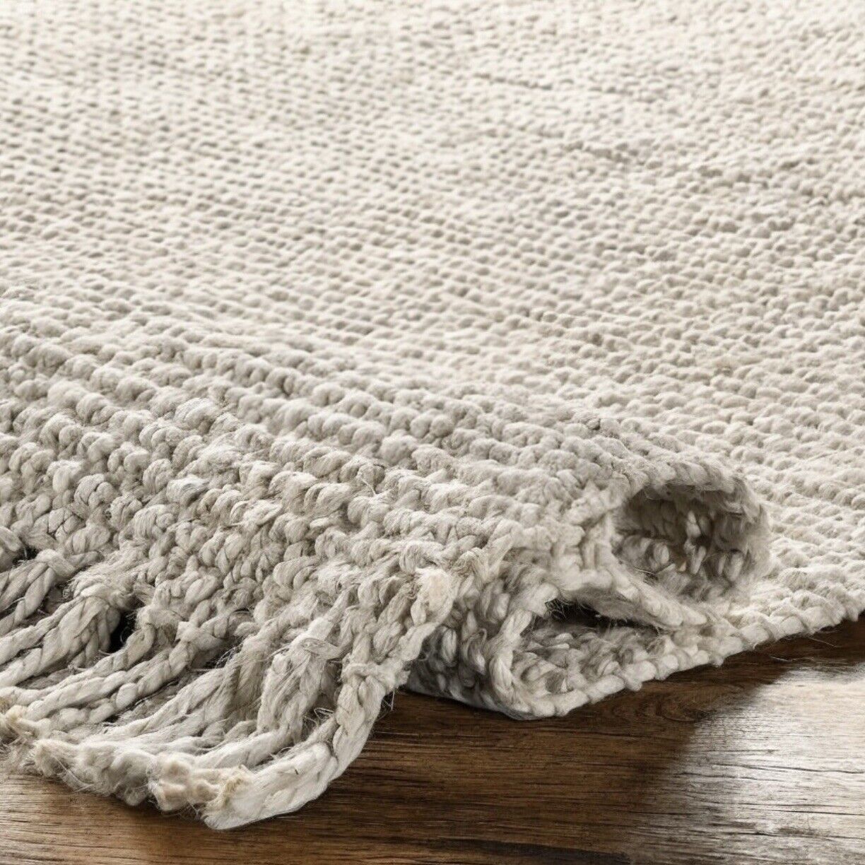 NEW West Elm White Beige Boho Jute Chunky Woven Moroccan Area Rug Carpet 6' x 9'