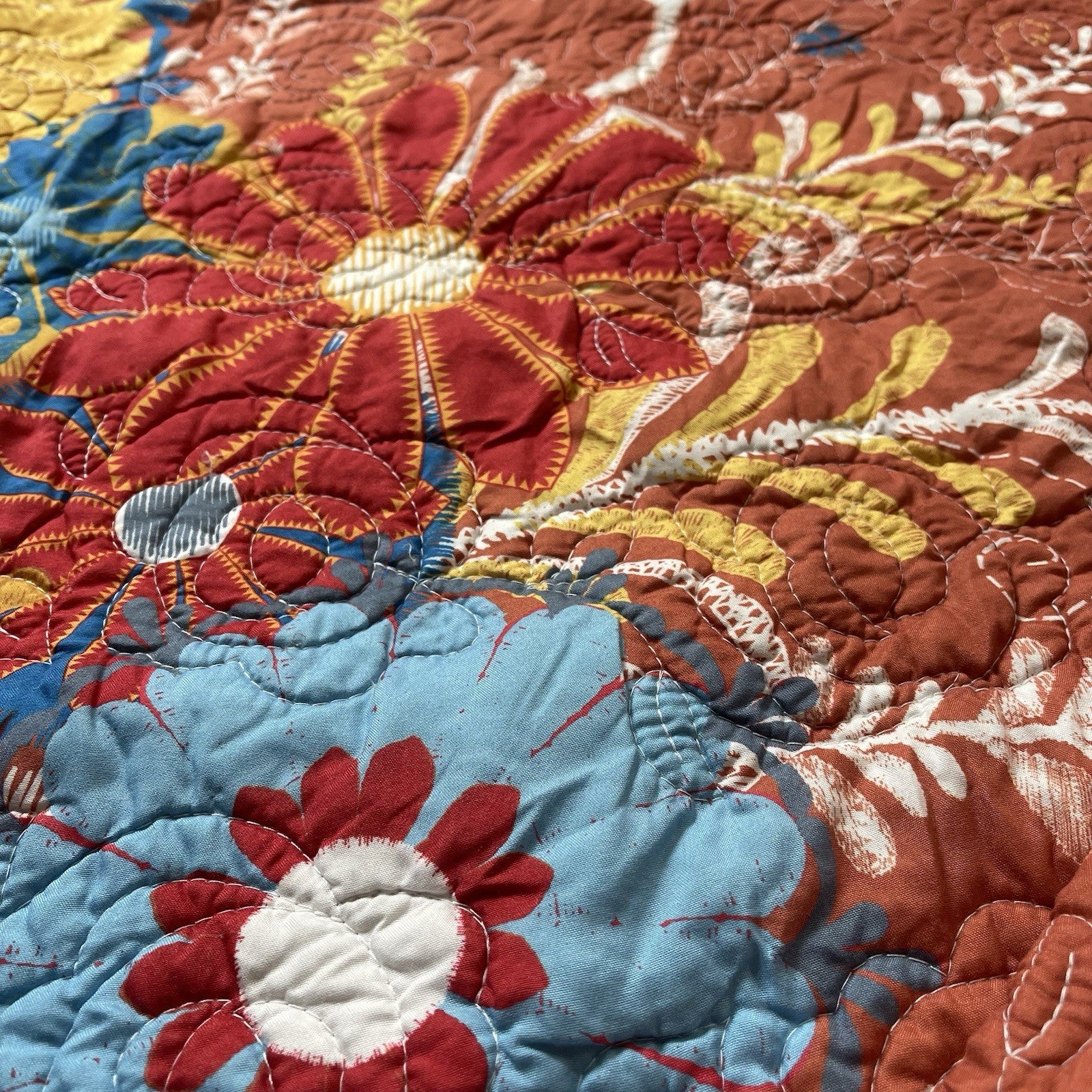 NEW Anthropologie King Floral Reversible Boho Quilt Bedspread Blanket Sham Set