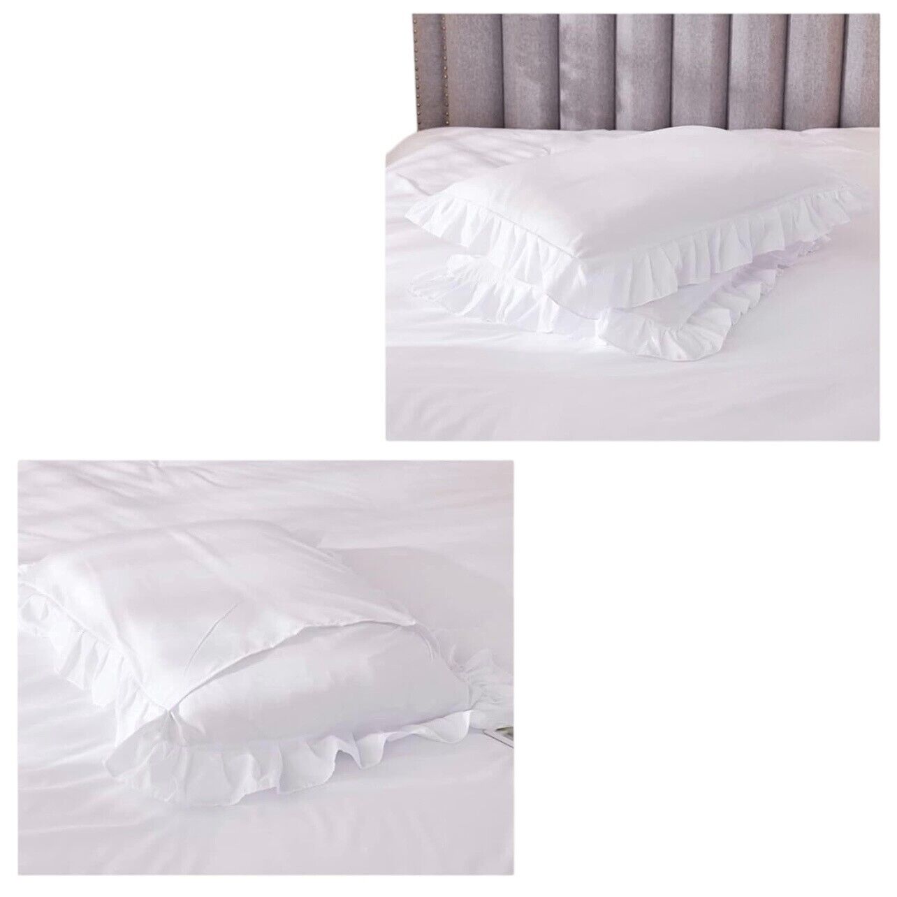 NEW West Elm White Ruffle Solid Down Altern. Comforter & Pillow Sham Bedding Set