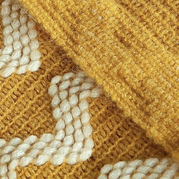 NEW Anthropologie Yellow Boho Tassel Chunky Knit Woven Throw Blanket - 50" x 68"