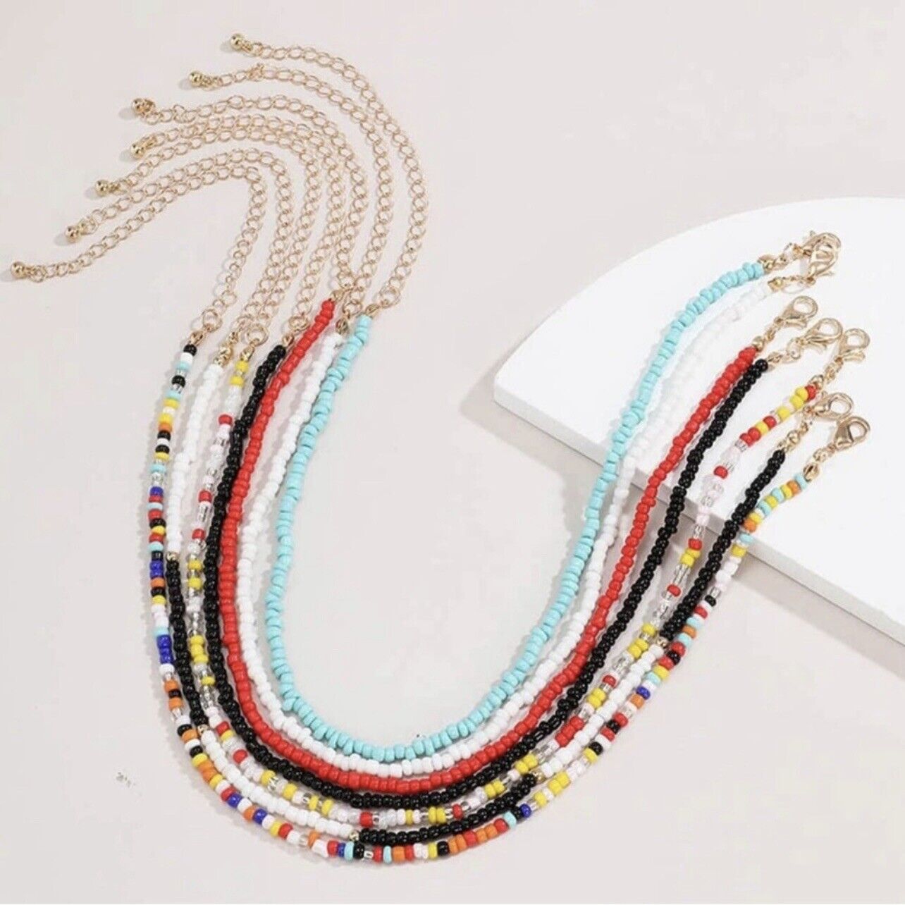 NEW Free People Multicolor Boho Beaded Layered Choker Necklace Retro Jewelry Set