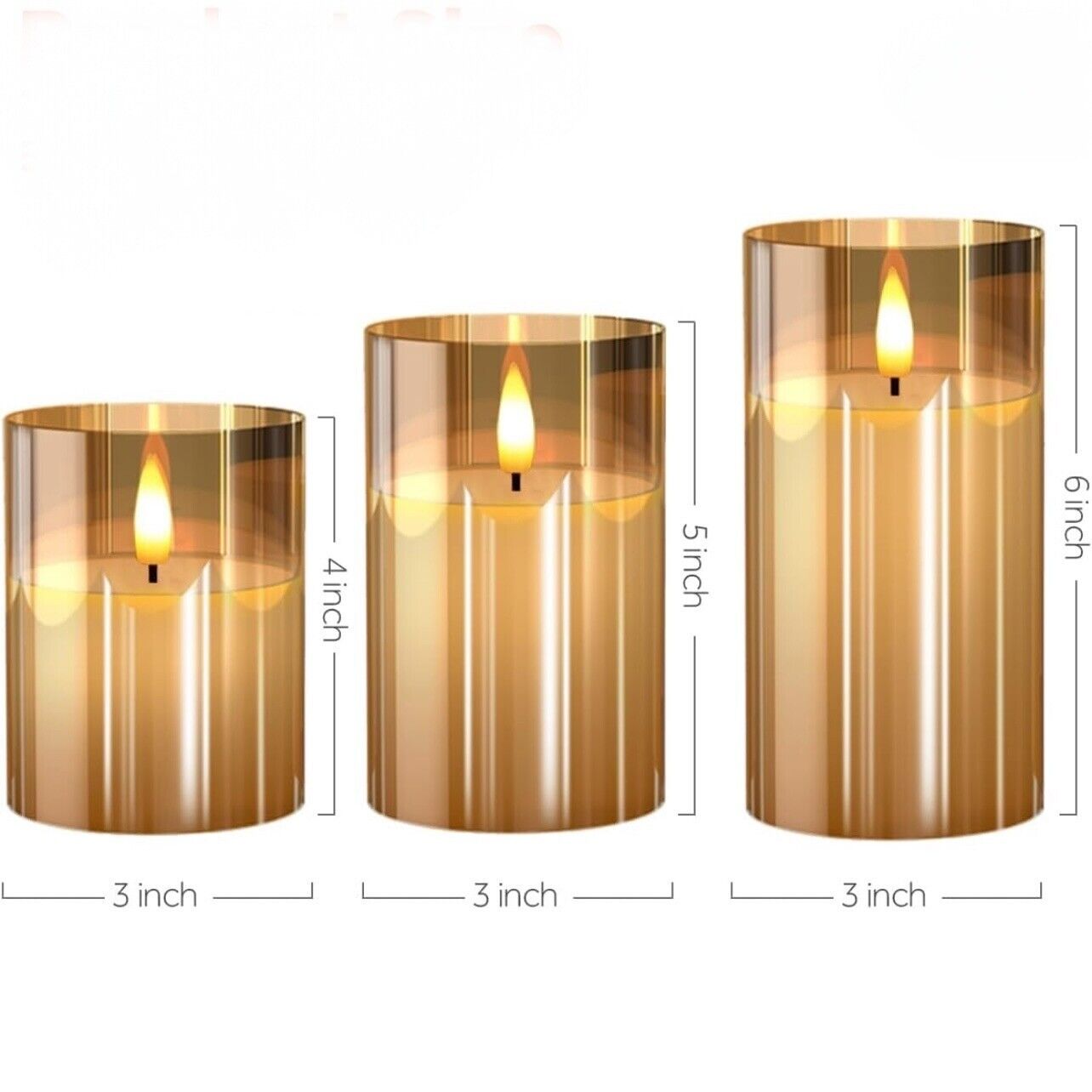 NEW West Elm Gold Iridescent Glass Wax Battery Remote Flameless Candles Set of 3