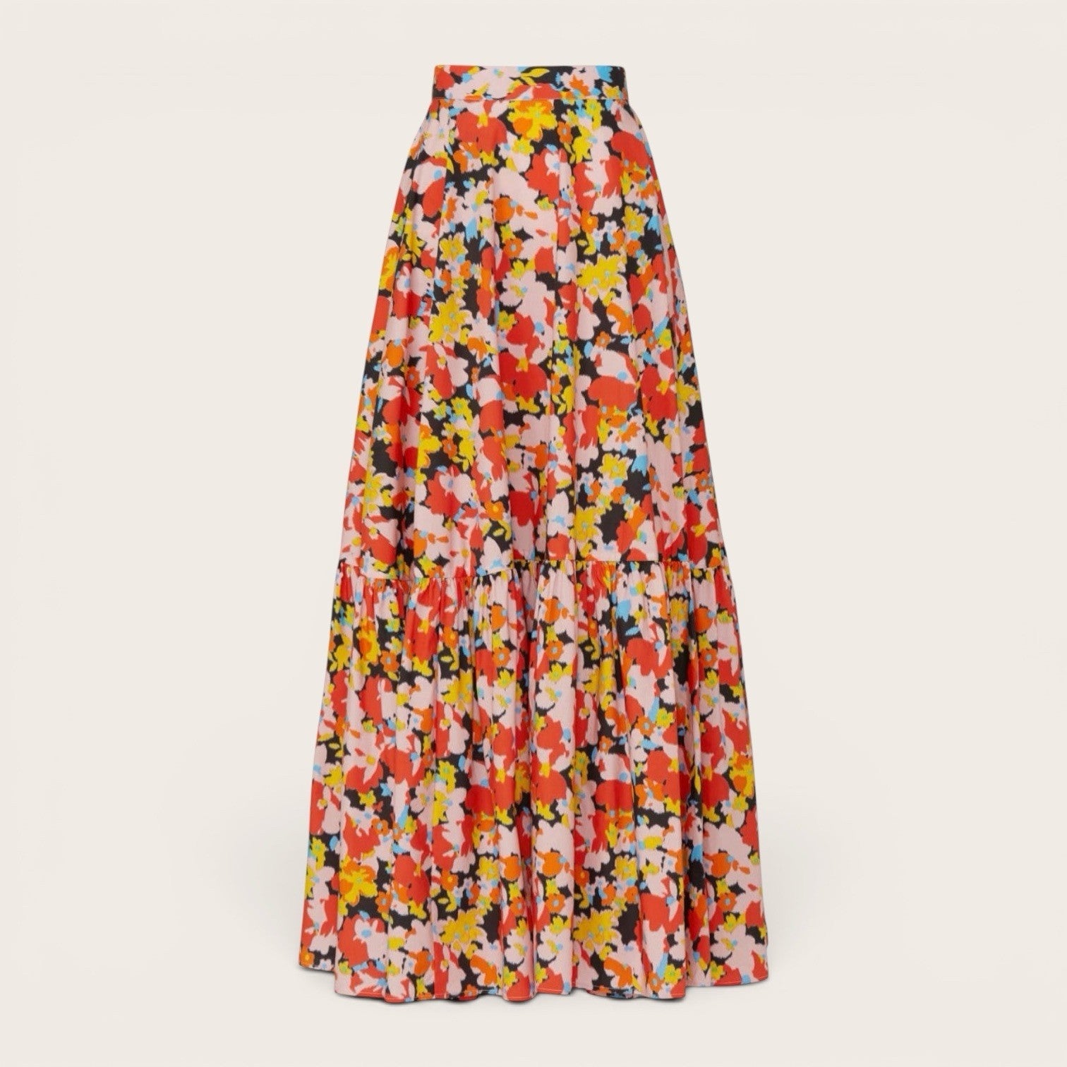 Plan C Orange Boho Floral Crop Top & Matching Maxi Skirt Set Size Large 10 / 12