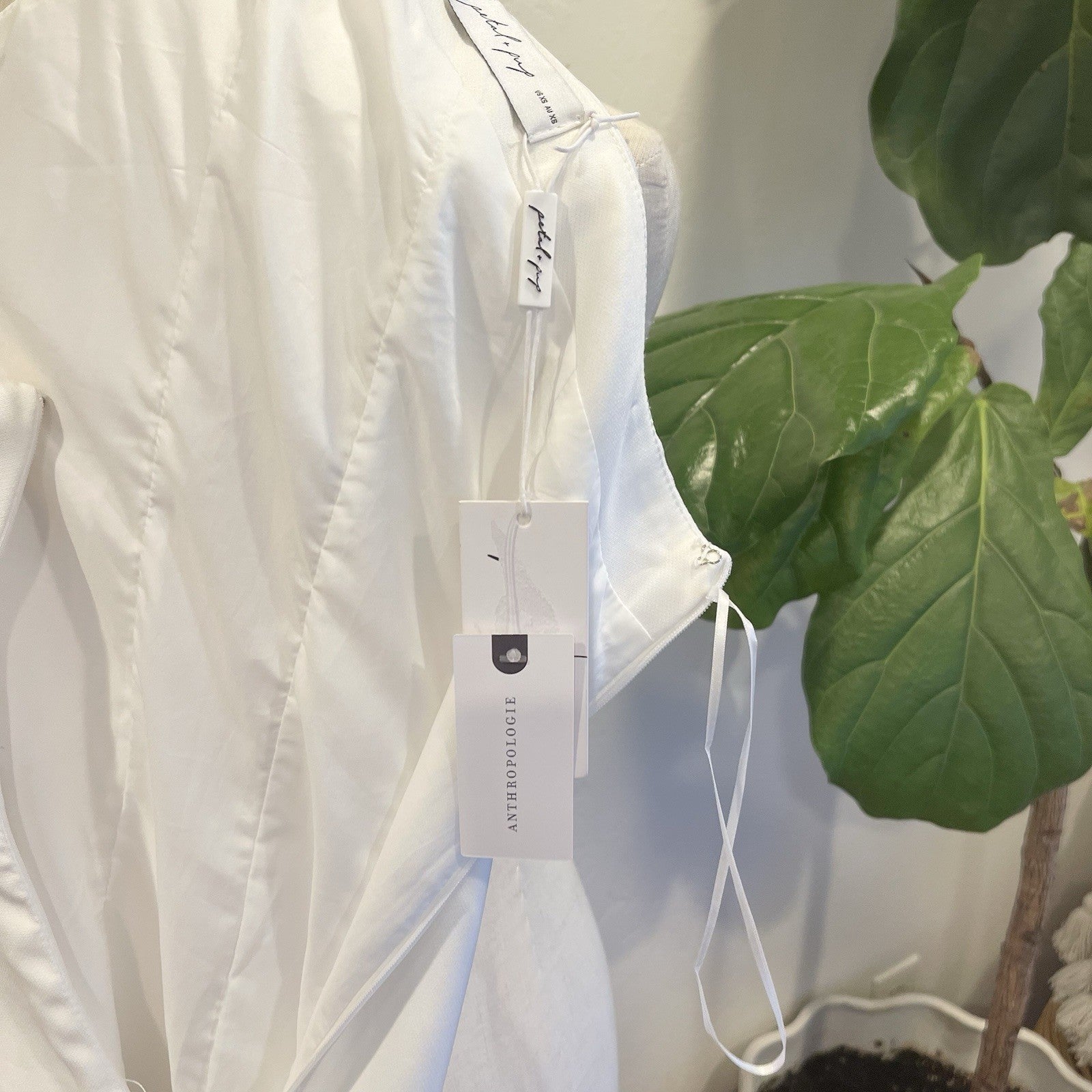 NEW Anthro / Petal & Pup White One Shoulder Midi Cocktail Dress Gown Small XS