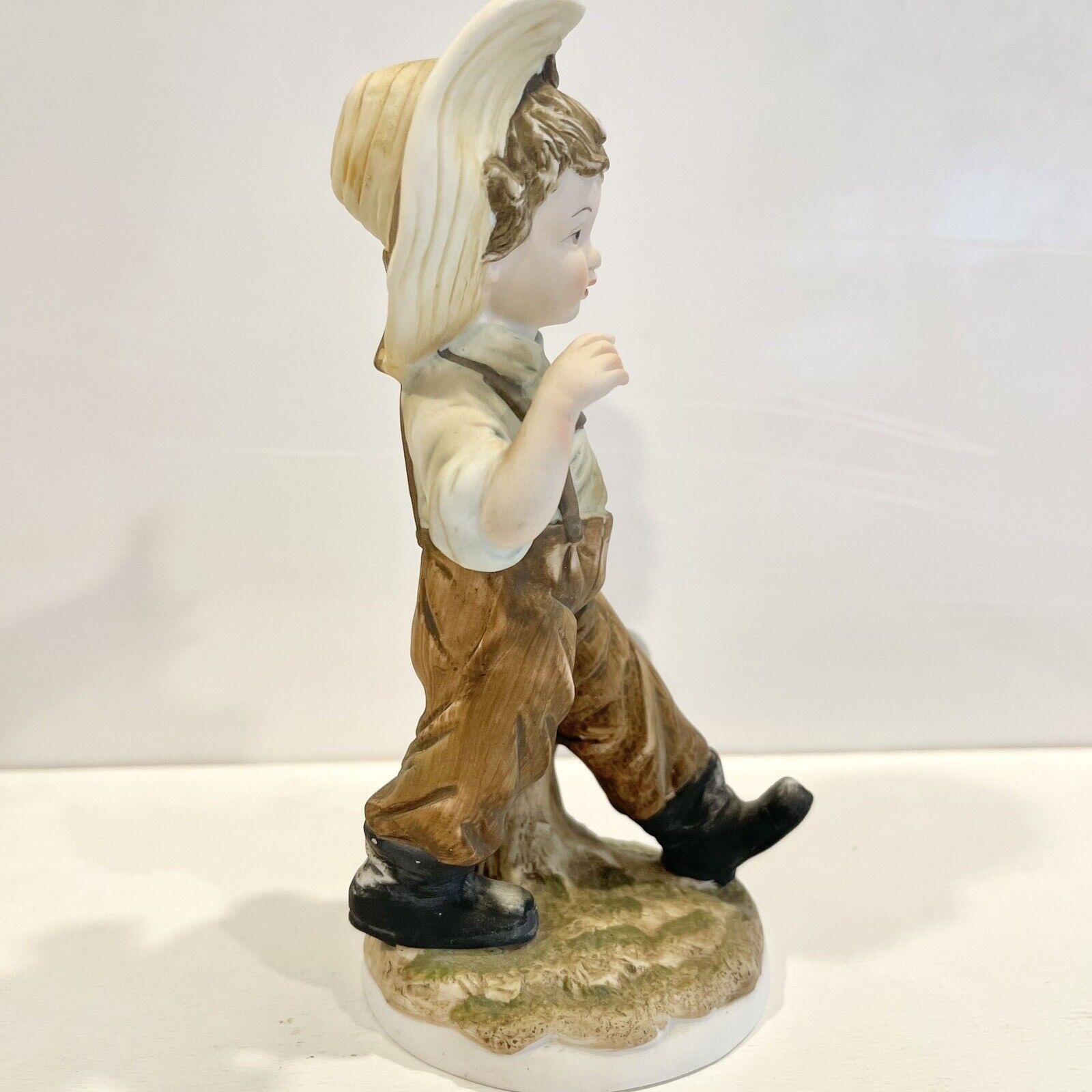 Vintage Lefton China Hand Painted Ceramic Figurine - Country Boy with Jug KW4243