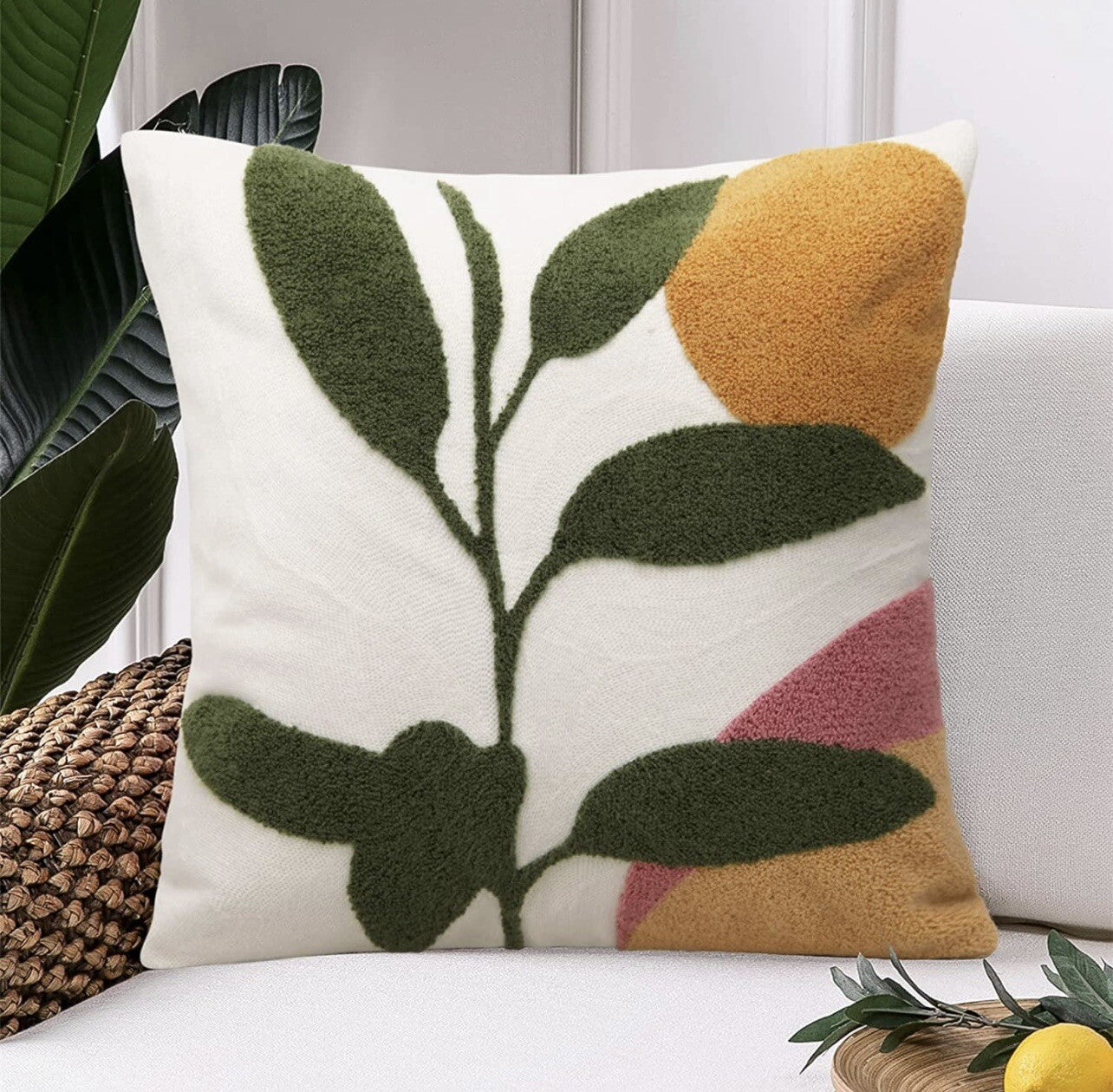 NEW Anthropologie Boho Floral Geometric Throw Pillow Cover Case Sham 18" x 18"