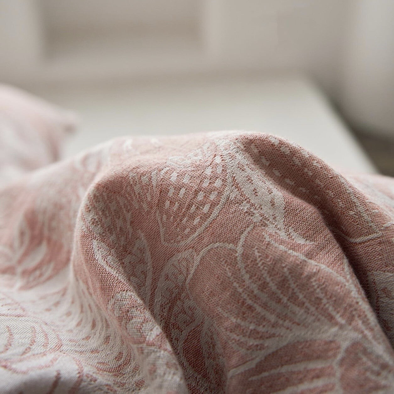 NEW Anthropologie Pink Floral Jacquard Boho Queen Size Bedding Duvet & Sham Set