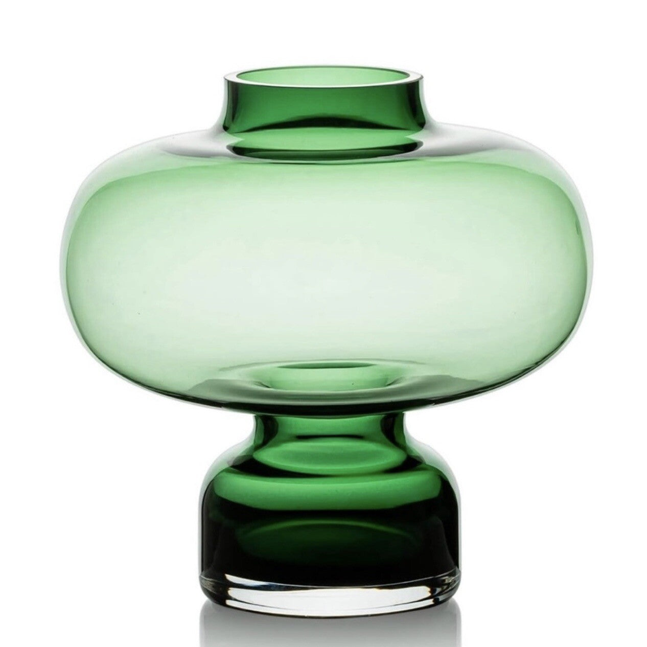 NEW Anthropologie Large Green Glass Asymmetrical Boho Art Deco Flower Vase - 8"