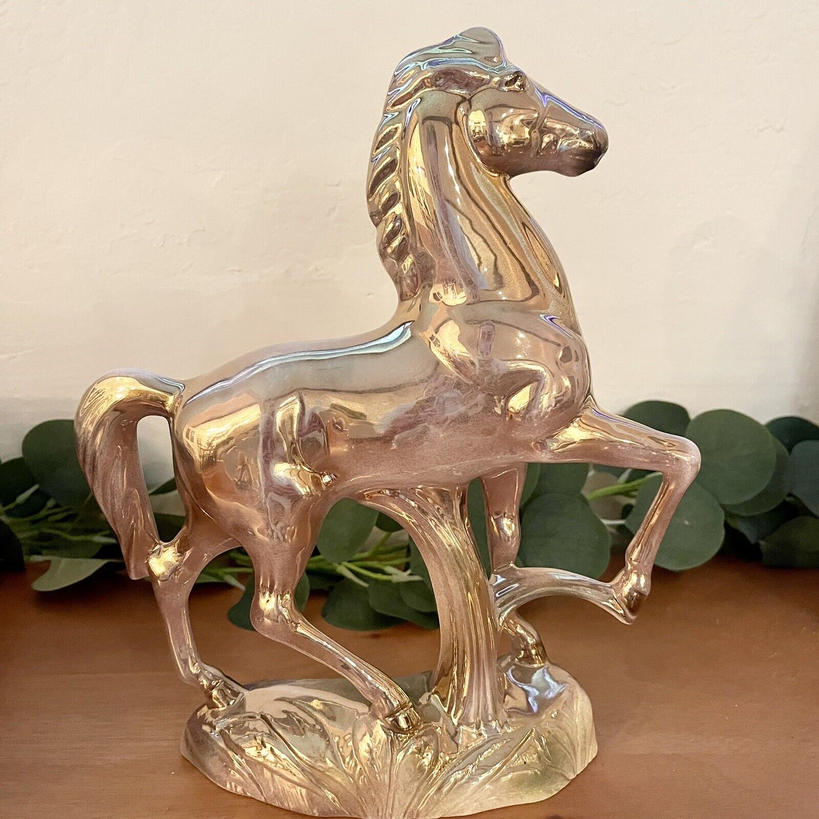 Vintage Stewart B. McCulloch Iridescent Glass Horse Pony Figurine Statue 1940's