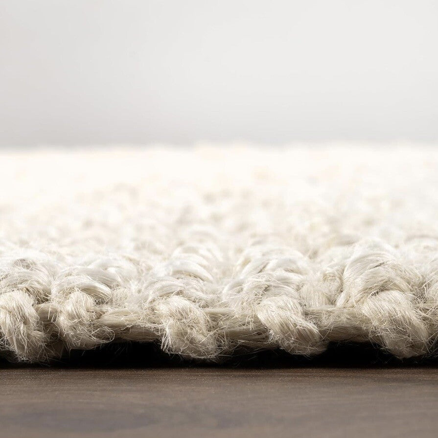 NEW West Elm White Beige Boho Jute Chunky Woven Moroccan Area Rug Carpet 5' x 8'
