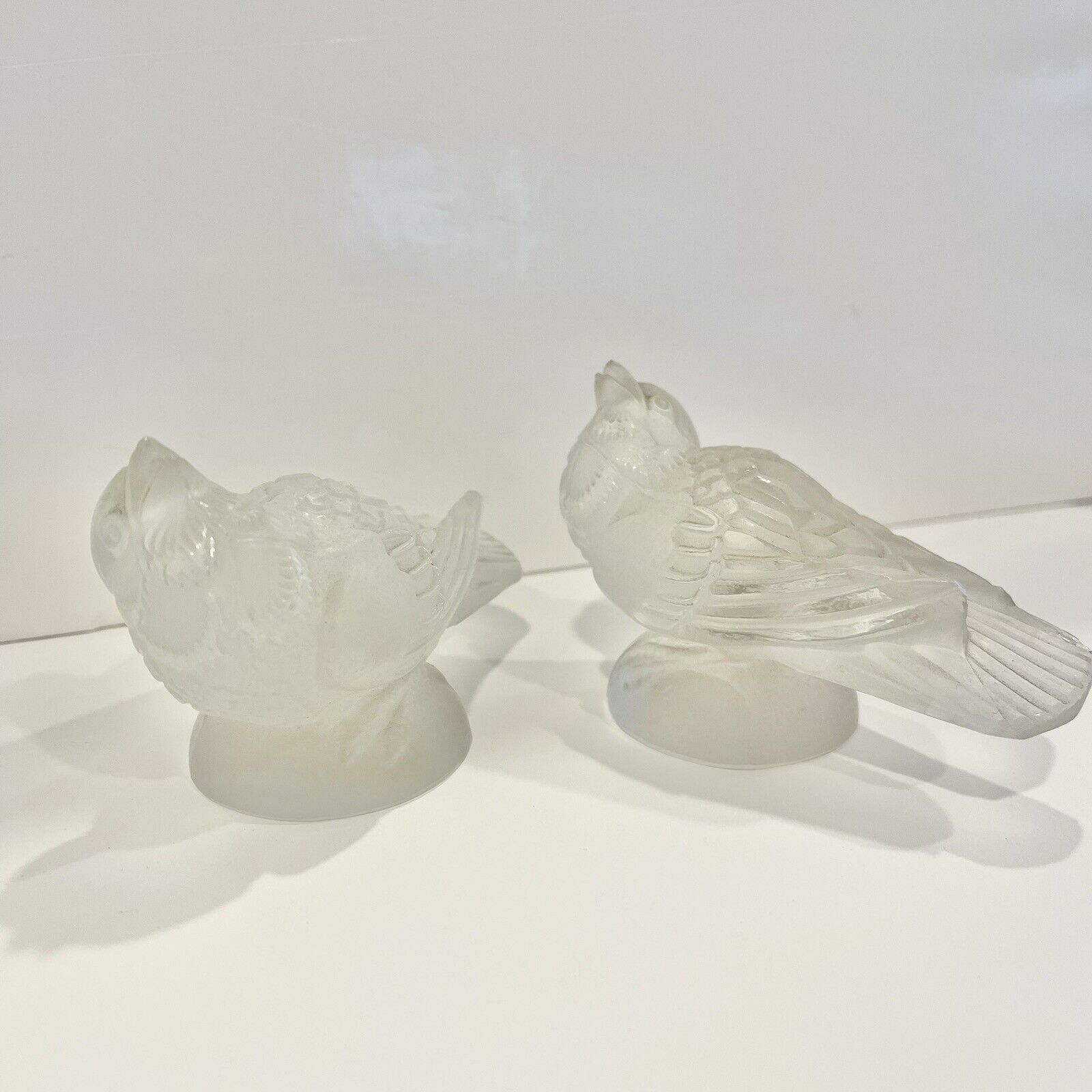 Vintage Czech Barolac Weil Satin Frosted Art Glass Bird Figurines Paperweight