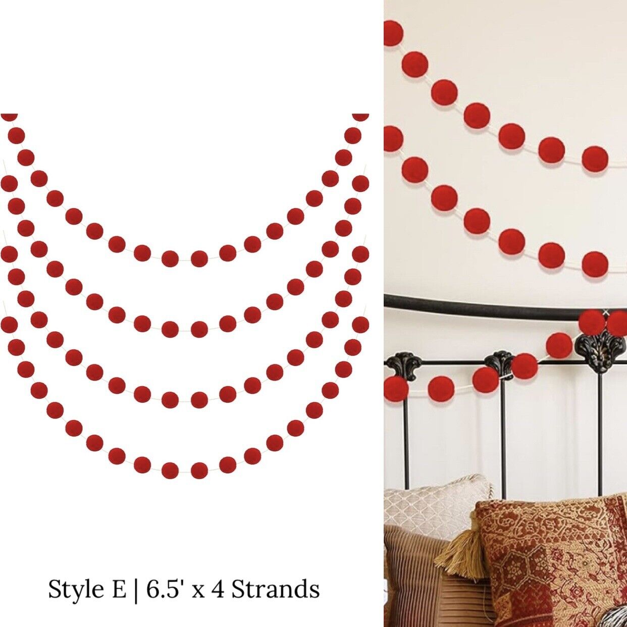 NEW Anthropologie Boho Holiday Christmas Garland Tassel Beaded Pom Pom Mantle