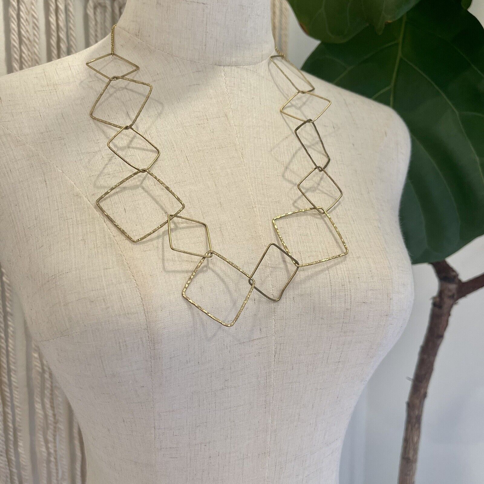 Express Gold Geometric Statement Necklace 