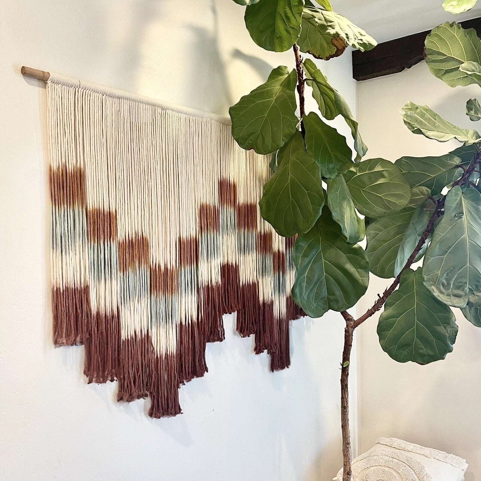 NEW Anthropologie  XL Boho Tapestry Macrame Woven Dyed Yarn Wall Hanging - 60"