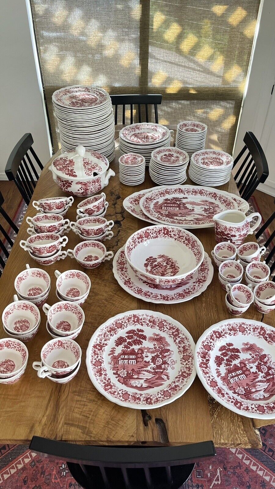 Vintage 178 Piece Nueva San Isidro Red & White China Dinnerware Serveware Set