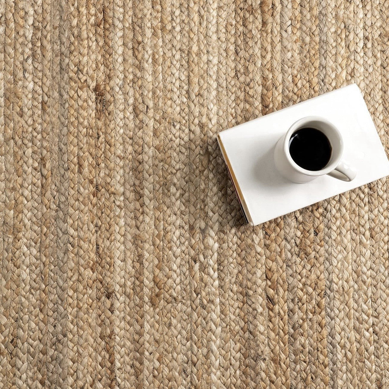 NEW West Elm XL Tan Boho Jute Woven Fiber Indoor Natural Area Rug Carpet 5' x 8'