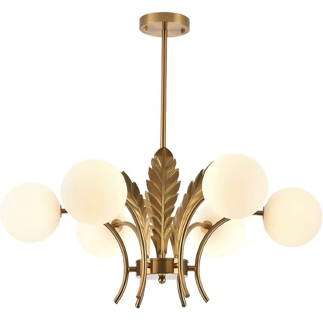 NEW Anthropologie Chandelier Mid Century Modern Gold Glass Light Ceiling Fixture