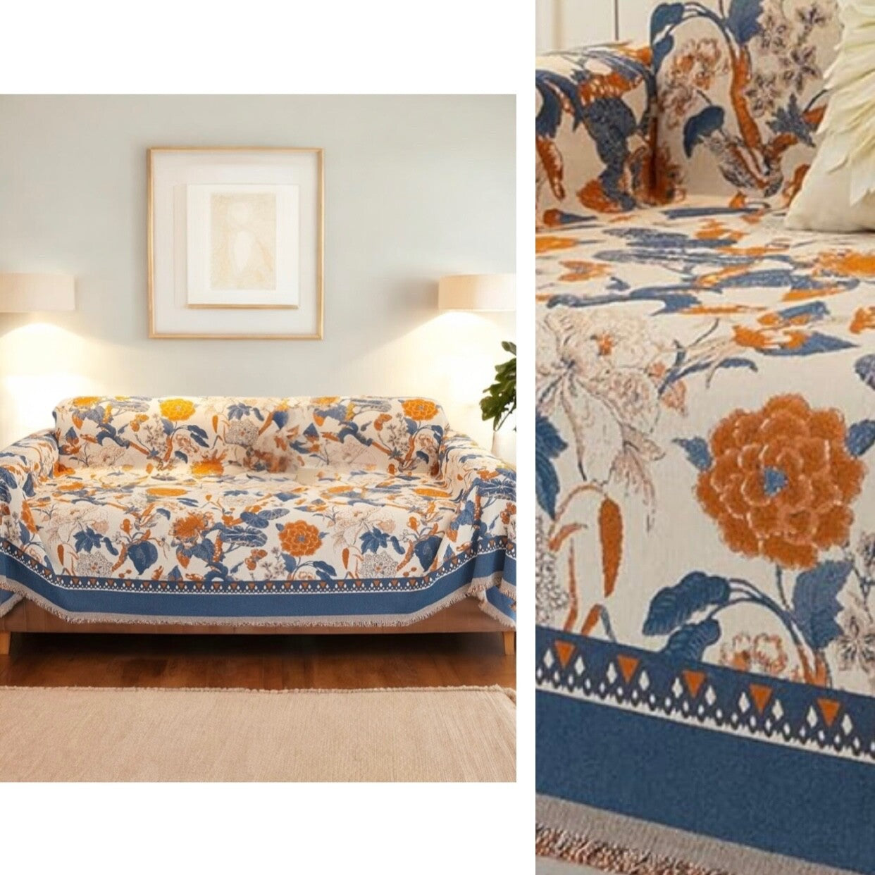 NEW XL Anthro Boho Queen Floral Throw Blanket Bedspread Quilt - 80" x 90"