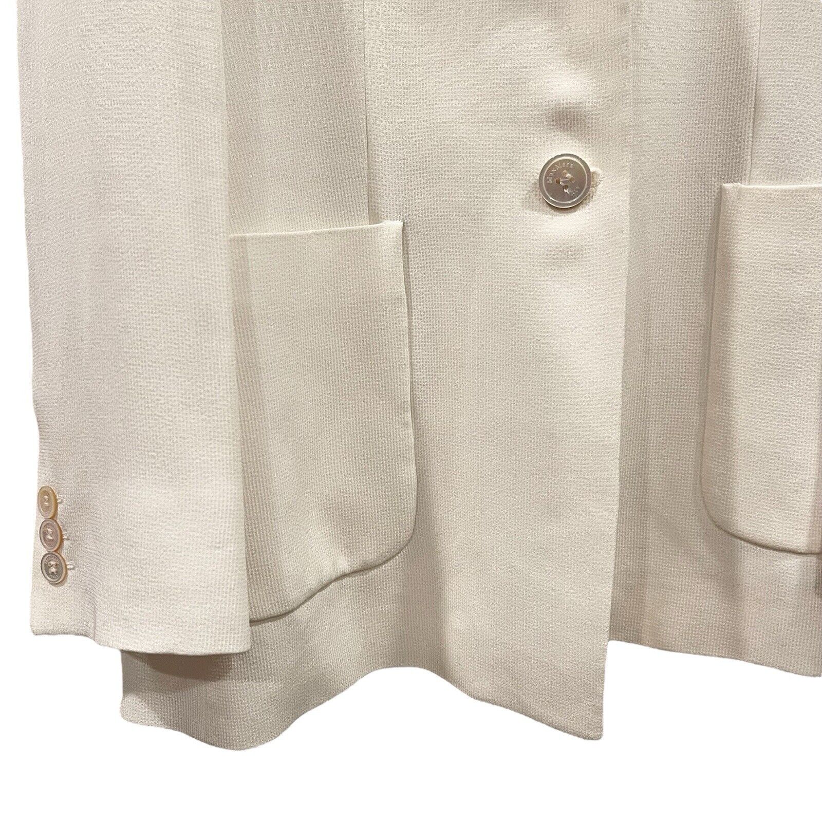 Vintage Max Mara Women's White Cream Blazer Suit Jacket Coat - Size Large / 12