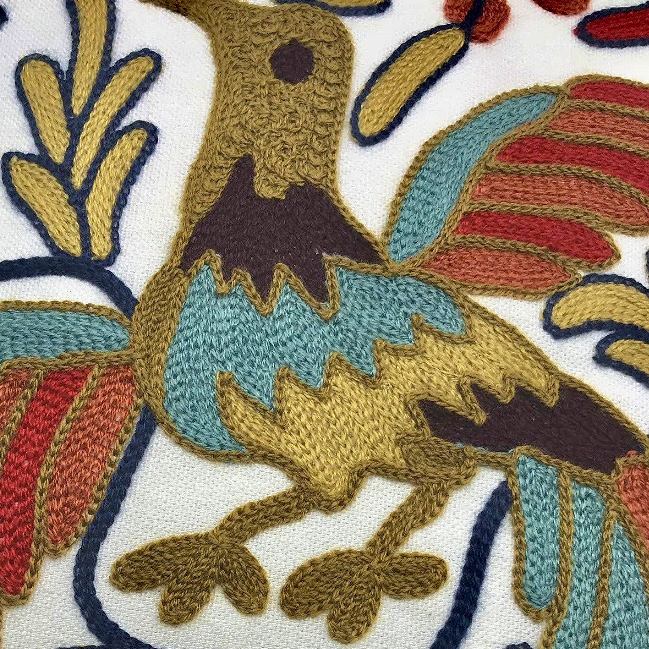 NEW Anthropologie Boho Floral Embroidered Throw Pillow Cover Case Sham 18 x 18