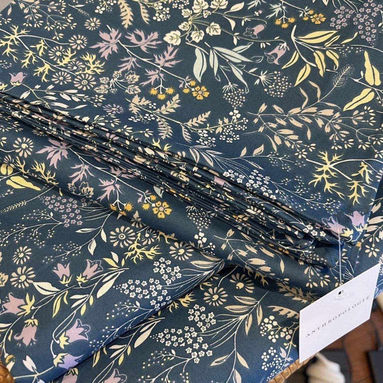 NEW Anthro Blue Floral Cotton Boho King Queen Full Size Bedding Duvet & Sham Set