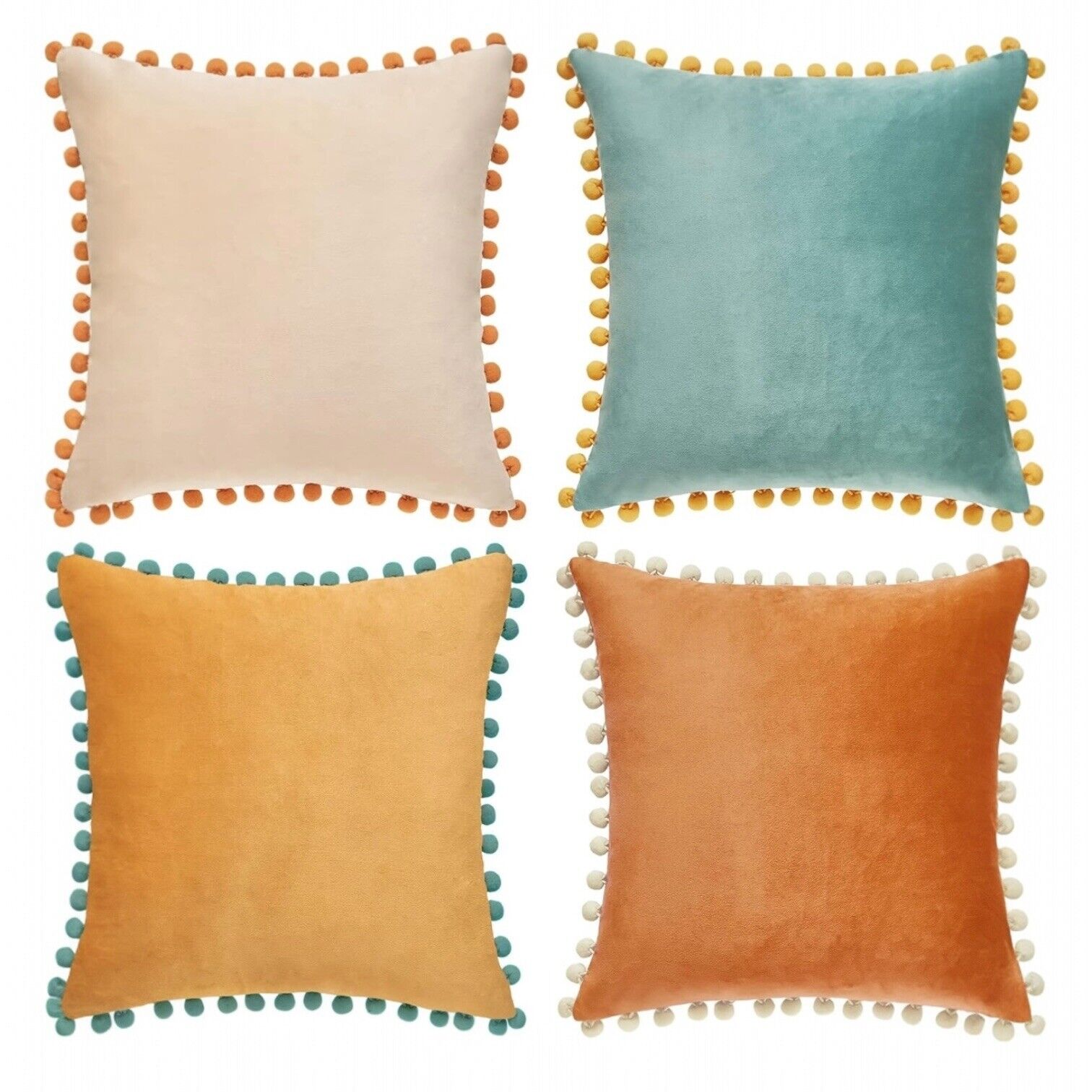 NEW Anthropologie (Set 4) Boho Velvet Throw Pillow Covers Cases Shams 18" x 18"