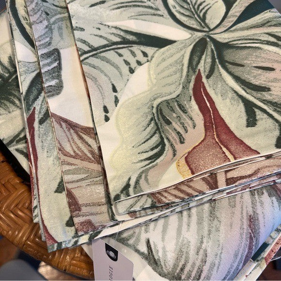 NEW Anthro White Floral Botanical Boho Cotton Queen King Bedding Duvet Sham Set