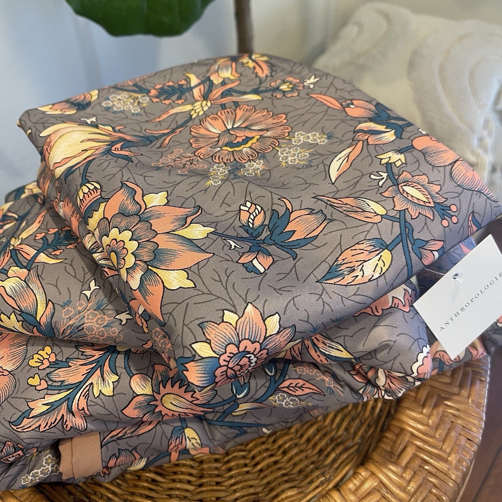 NEW Anthropologie Purple Floral Boho King Bedding Duvet Floral Sham Set