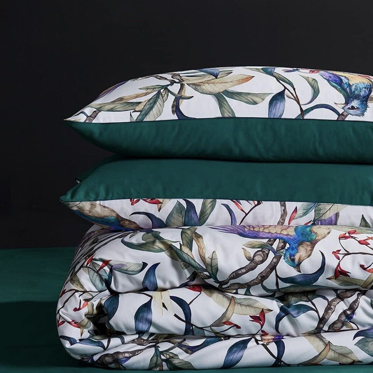 NEW Anthropologie Multicolor Botanical Boho King Bedding Duvet Sham Case Set