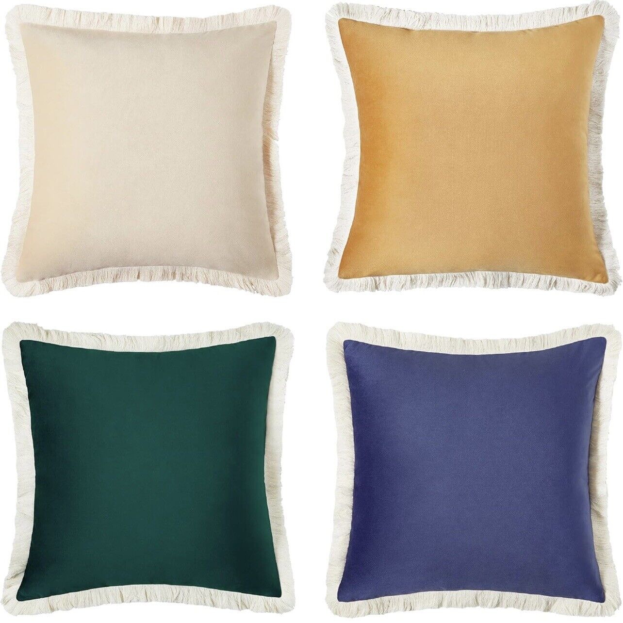 NEW Anthropologie (Set 4) Boho Velvet Throw Pillow Covers Cases Shams 18" x 18"