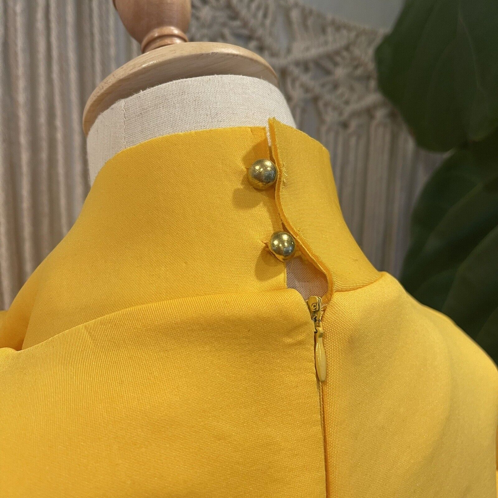 Vintage 60's Yellow Sculptural Ruffle Mod Cocktail Dress EY Boutique - Large