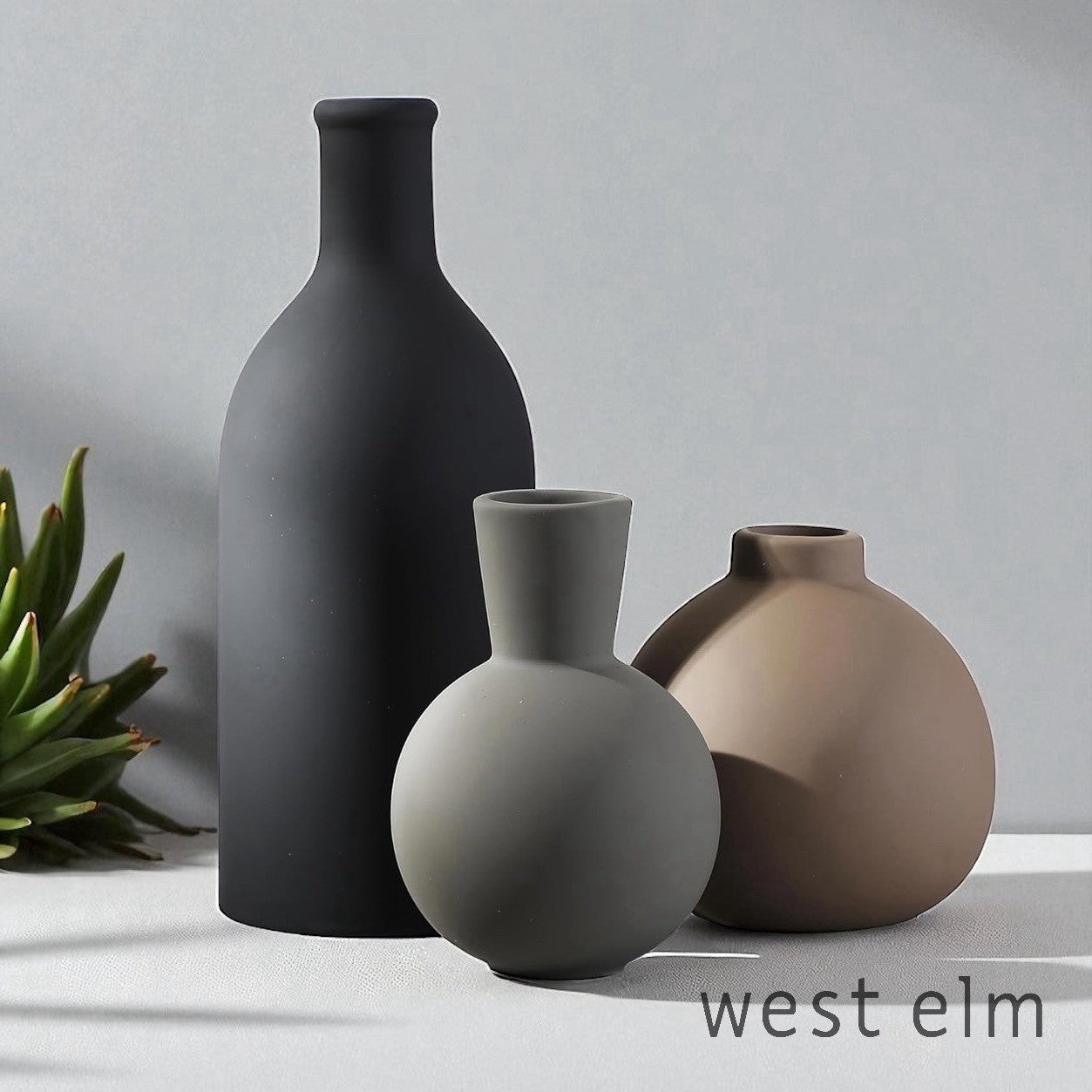 NEW West Elm Ceramic Multicolor Matte Boho Flower Vases (Set of 3) Home Decor