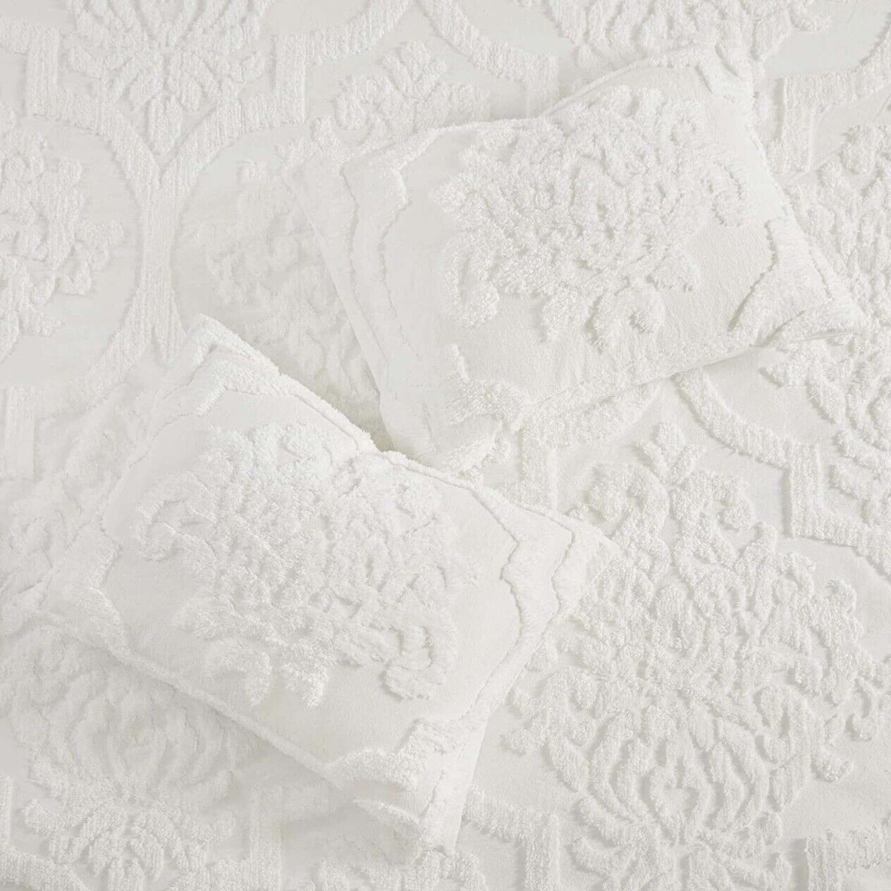 NEW Anthropologie White King Chenille Comforter Bedspread Blanket & Sham Set