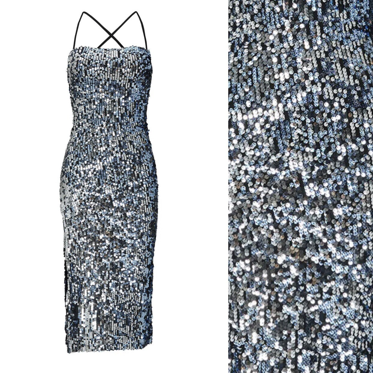 Free People / Cosmopolitan DTP Blue Sequin Party Cocktail Dress - Size Medium
