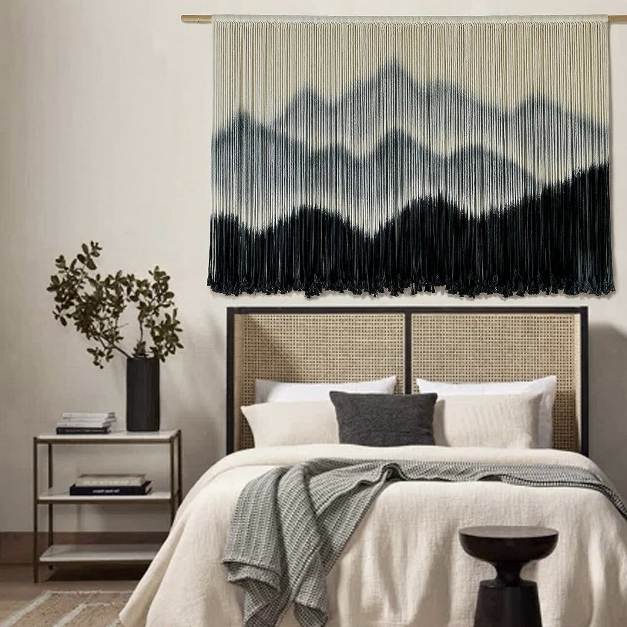 NEW Anthropologie XL Boho Mountain Tapestry Macrame Woven Wall Hanging - 59x35