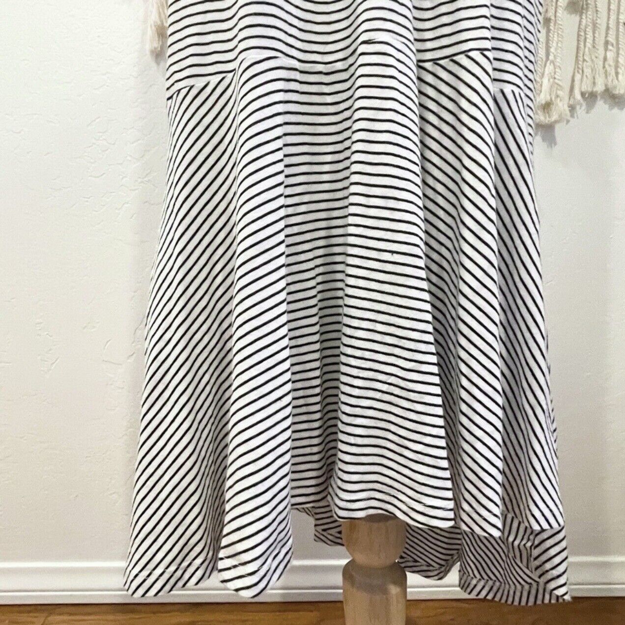 J. Crew Soft Knit Black & White Striped Oversized Ruffled Maxi Dress Size Medium