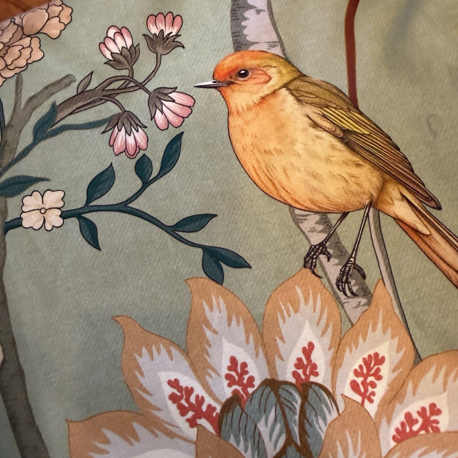 NEW Anthro Green Floral Bird Boho Cotton Queen King Size Bedding Duvet Sham Set