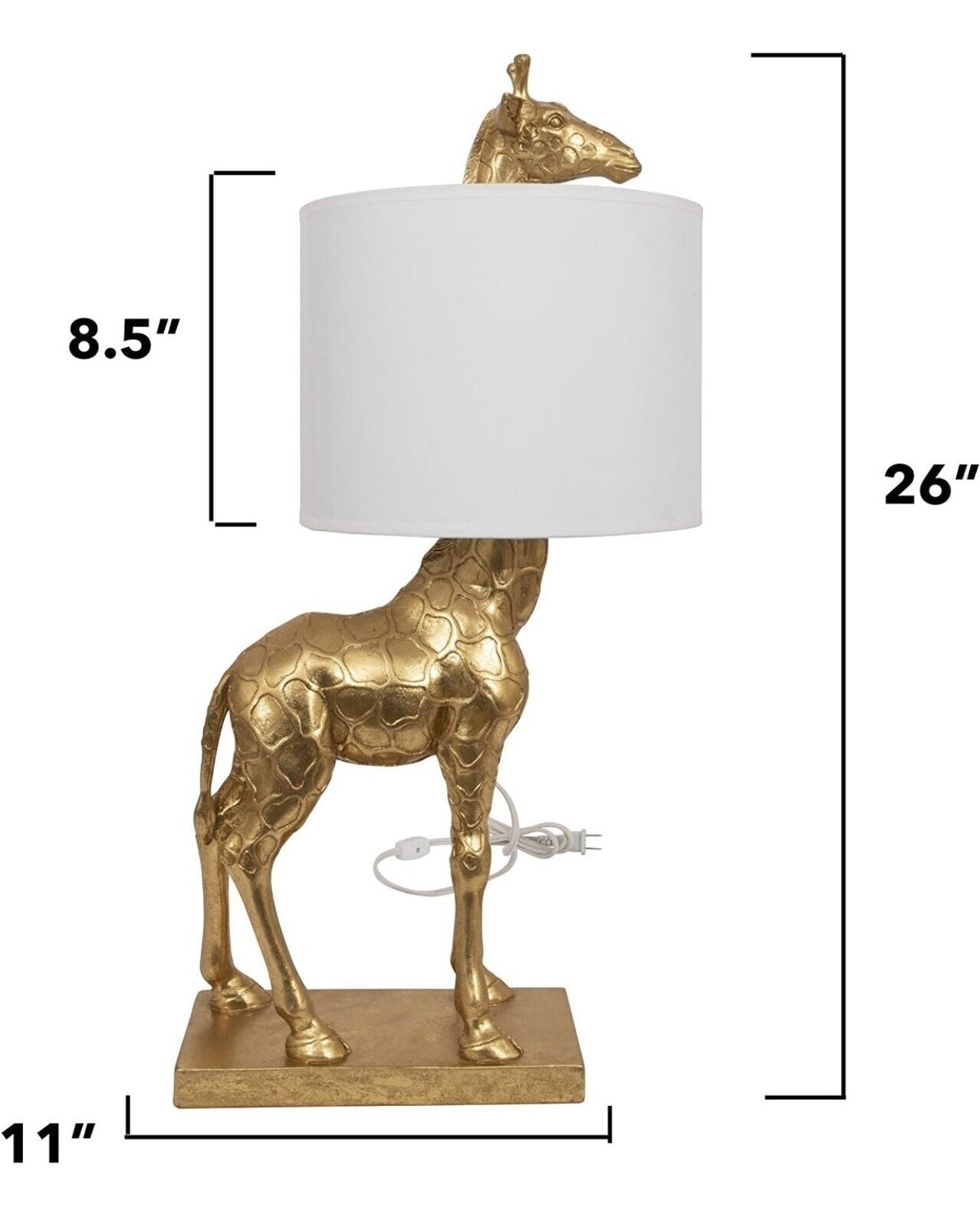 NEW Anthropologie Large Gold Boho Giraffe Table Lamp Lighting Art Deco Set - 26"