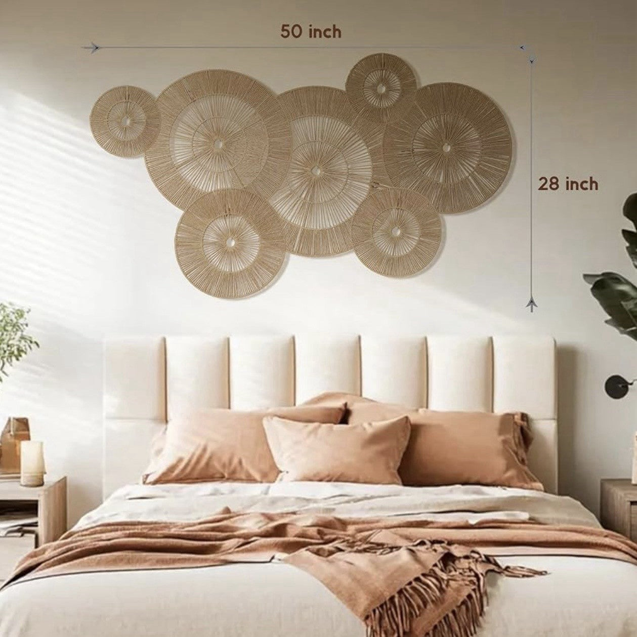 NEW West Elm 7-Piece Woven Wicker Rattan Round Boho Wall Decor Hanging Baskets