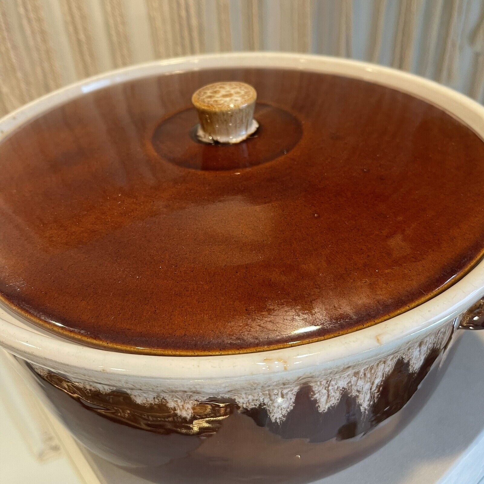 Vintage McCoy Red Brown Glaze Ceramic Dutch Oven Lidded Crock Pot 329 Cookware