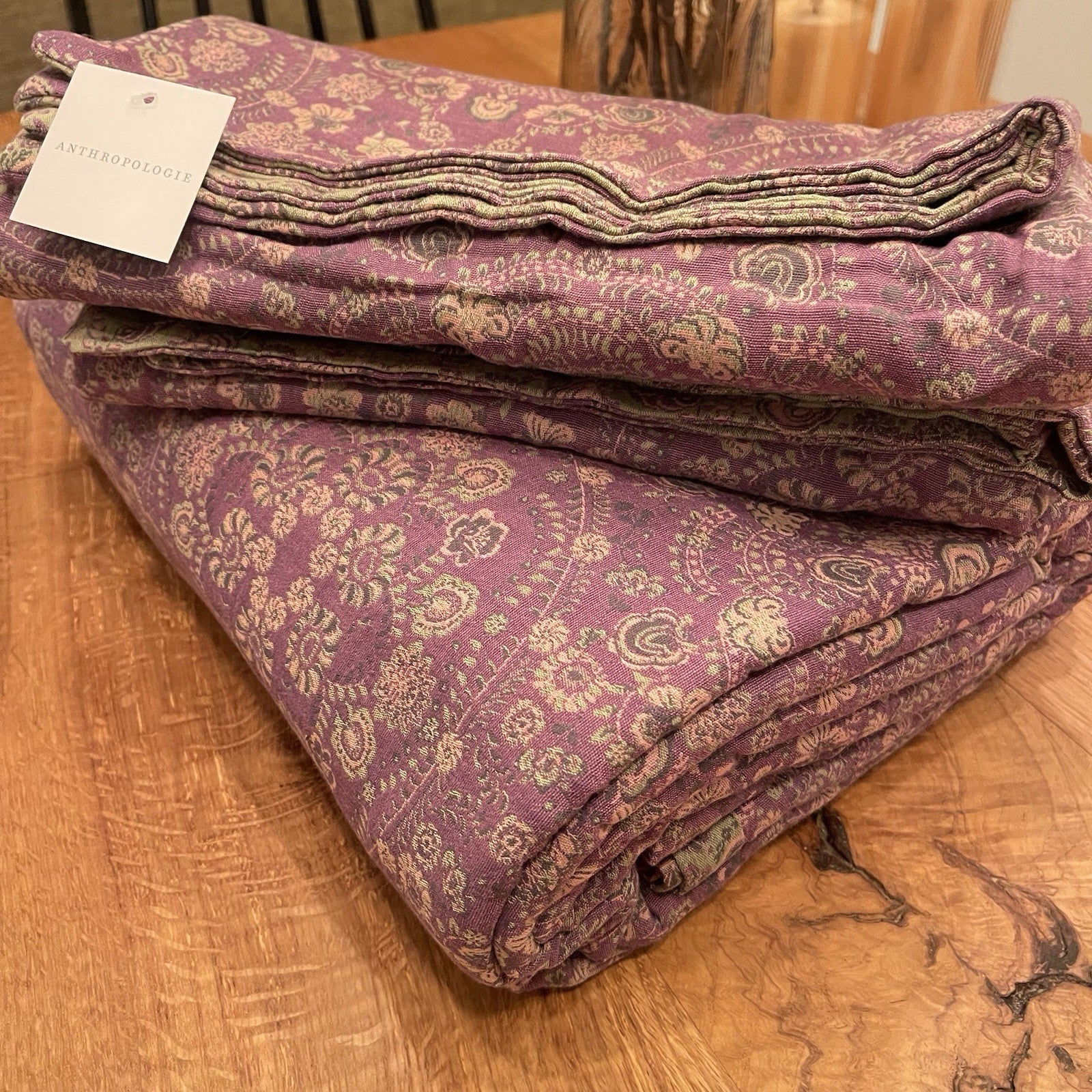 NEW Anthro Purple Muslin 100% Cotton Boho Queen King Bedding Duvet & Sham Case