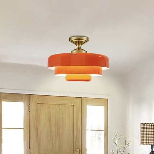 NEW Anthropologie Chandelier Mid-Century Retro Gold Orange Light Ceiling Fixture