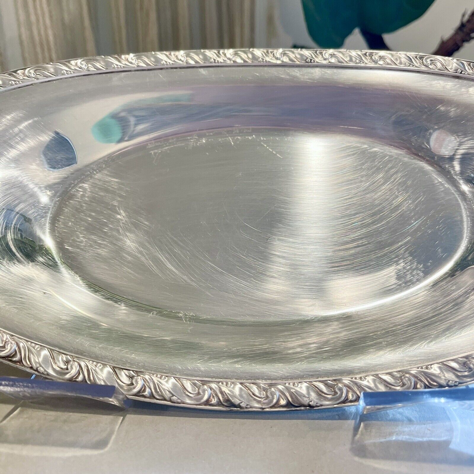 Vintage Large Silver Plate Serving Tray Dish Bowl Antique c. 1912 - 14" Long