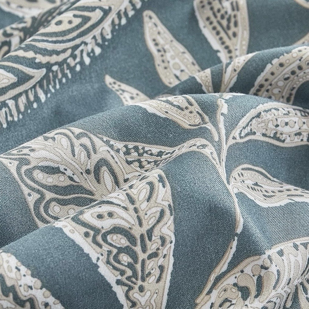 NEW Anthro Teal Blue Floral Botanical Boho Queen / King Bedding Duvet & Sham Set
