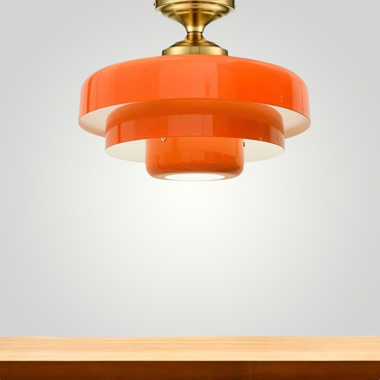 NEW Anthropologie Chandelier Mid-Century Retro Gold Orange Light Ceiling Fixture