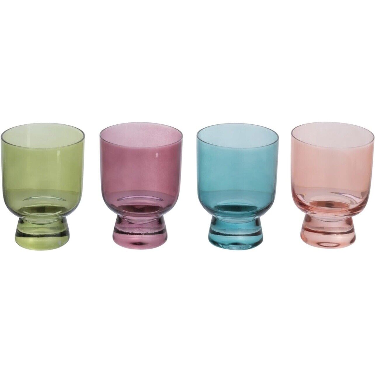 NEW Anthropologie Multicolor Crystal Glass Stemless Wine Glasses Tumblers Set 4